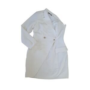 Lefon One Shoulder Mini Blazer Dress Womens 42 large White Minimalist Cocktail